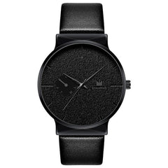 Fashion Men Business Watch Leather Band Stainless Steel Quartz Wristwatch Luxury Brand Casual Simple Watches Black