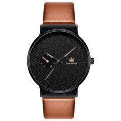 Fashion Men Business Watch Leather Band Stainless Steel Quartz Wristwatch Luxury Brand Casual Simple Watches Black