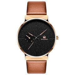 Fashion Men Business Watch Leather Band Stainless Steel Quartz Wristwatch Luxury Brand Casual Simple Watches Black