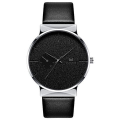 Fashion Men Business Watch Leather Band Stainless Steel Quartz Wristwatch Luxury Brand Casual Simple Watches Black