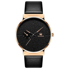 Fashion Men Business Watch Leather Band Stainless Steel Quartz Wristwatch Luxury Brand Casual Simple Watches Black