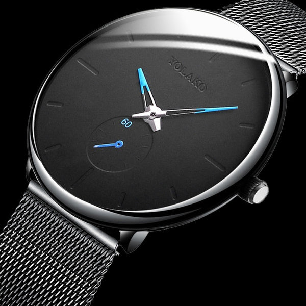 New Men Watches Fashion Minimalism Brand Quartz Casual Casual Stainless Steel Mesh Strap Ultra Thin Business WristWatch