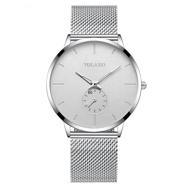 New Men Watches Fashion Minimalism Brand Quartz Casual Casual Stainless Steel Mesh Strap Ultra Thin Business WristWatch