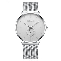 New Men Watches Fashion Minimalism Brand Quartz Casual Casual Stainless Steel Mesh Strap Ultra Thin Business WristWatch