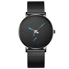 New Men Watches Fashion Minimalism Brand Quartz Casual Casual Stainless Steel Mesh Strap Ultra Thin Business WristWatch