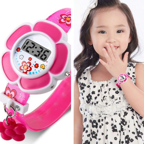 Lovely Flower Cute Boys Girls Kids Sport Watches Cartoon Children Watches Princess Silicone LED Digital Wrist Watches Party Gift