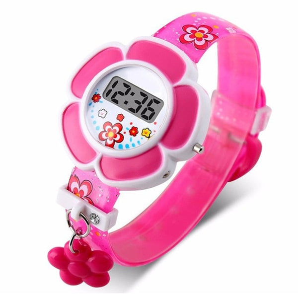 Lovely Flower Cute Boys Girls Kids Sport Watches Cartoon Children Watches Princess Silicone LED Digital Wrist Watches Party Gift