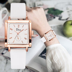 Luxury Brand Square Dial Ladies Watch Fashion Women Watches Girl Gift Clock Dress Leather Quartz WristWatch Zegarek Damski 2019