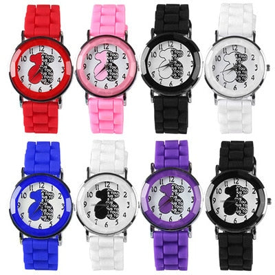 Fashion Classic Silicone Women Watch Simple Bear Style Quartz Wristwatch Silicone Rubber Casual Dress Girl Relogio masculino