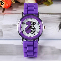 Fashion Classic Silicone Women Watch Simple Bear Style Quartz Wristwatch Silicone Rubber Casual Dress Girl Relogio masculino