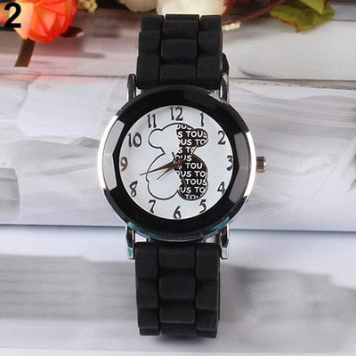 Fashion Classic Silicone Women Watch Simple Bear Style Quartz Wristwatch Silicone Rubber Casual Dress Girl Relogio masculino