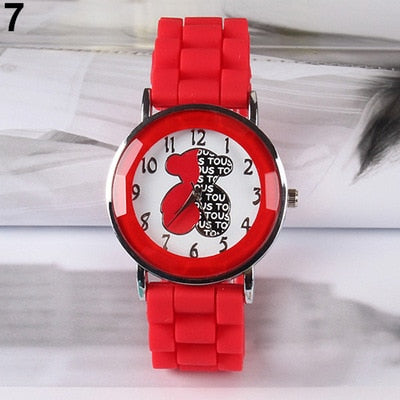 Fashion Classic Silicone Women Watch Simple Bear Style Quartz Wristwatch Silicone Rubber Casual Dress Girl Relogio masculino