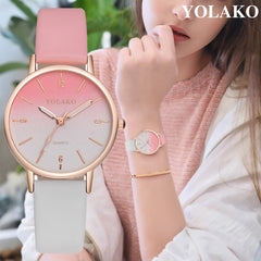 YOLAKO New Arrival Thin Leather Casual Luxury Woman Watch Ladies Quartz Watch Female Bracelet Women Watches Colok Reloj 933