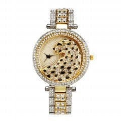 Miss Fox Women Quartz Watch Fashion Bling Casual Ladies Watch Female Quartz Gold Watch Crystal Diamond Leopard For Women Clock