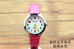 Fashion Round Learn To Time Kids Boy Girl  Quartz Student Wristwatch Children's Tutor Watch simple design child gift clock