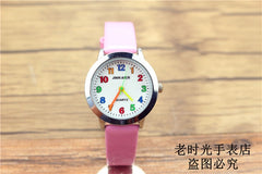 Fashion Round Learn To Time Kids Boy Girl  Quartz Student Wristwatch Children's Tutor Watch simple design child gift clock