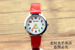 Fashion Round Learn To Time Kids Boy Girl  Quartz Student Wristwatch Children's Tutor Watch simple design child gift clock