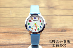 Fashion Round Learn To Time Kids Boy Girl  Quartz Student Wristwatch Children's Tutor Watch simple design child gift clock