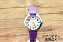 Fashion Round Learn To Time Kids Boy Girl  Quartz Student Wristwatch Children's Tutor Watch simple design child gift clock