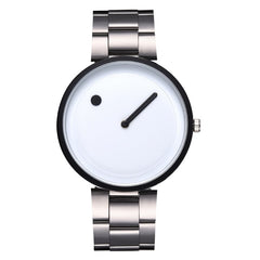 Minimalist Style Leather Wristwatches Women Men Creative Black White Design Dot & Line Simple Face Quartz Watches Gift Clock