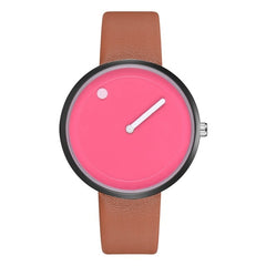 Minimalist Style Leather Wristwatches Women Men Creative Black White Design Dot & Line Simple Face Quartz Watches Gift Clock