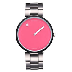 Minimalist Style Leather Wristwatches Women Men Creative Black White Design Dot & Line Simple Face Quartz Watches Gift Clock