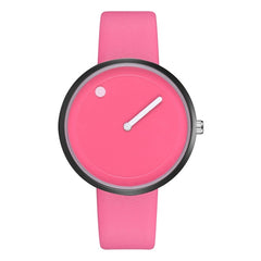 Minimalist Style Leather Wristwatches Women Men Creative Black White Design Dot & Line Simple Face Quartz Watches Gift Clock