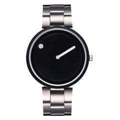 Minimalist Style Leather Wristwatches Women Men Creative Black White Design Dot & Line Simple Face Quartz Watches Gift Clock