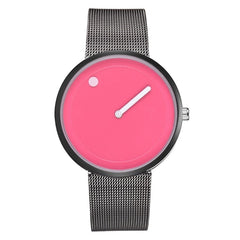 Minimalist Style Leather Wristwatches Women Men Creative Black White Design Dot & Line Simple Face Quartz Watches Gift Clock