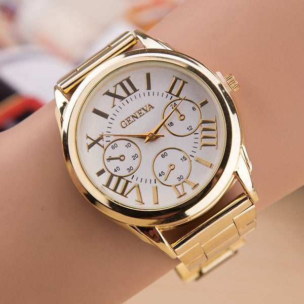 2019 New Brand 3 Eyes Gold Geneva Casual Quartz Watch Women Stainless Steel Dress Watches Relogio Feminino Ladies Clock Hot Sale