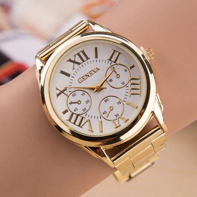 2019 New Brand 3 Eyes Gold Geneva Casual Quartz Watch Women Stainless Steel Dress Watches Relogio Feminino Ladies Clock Hot Sale