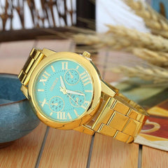 2019 New Brand 3 Eyes Gold Geneva Casual Quartz Watch Women Stainless Steel Dress Watches Relogio Feminino Ladies Clock Hot Sale