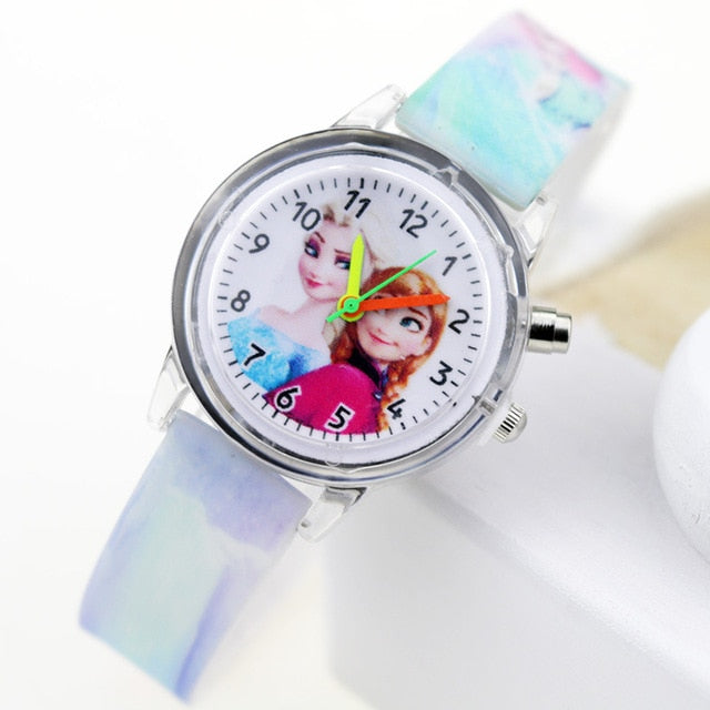 Princess Elsa Children Watches Spiderman Colorful Light Source Boys Watch Girls Kids Party Gift Clock Wrist Relogio Feminino