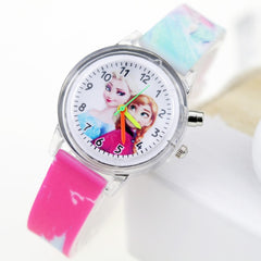 Princess Elsa Children Watches Spiderman Colorful Light Source Boys Watch Girls Kids Party Gift Clock Wrist Relogio Feminino