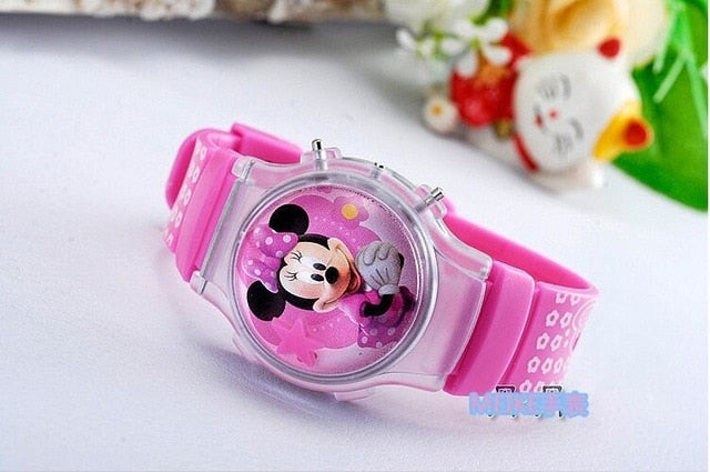 2019 Fashion Boys Girls Silicone Digital Watch For Kids Mickey Minnie Cartoon Children Christmas Gift Student Clock Watch