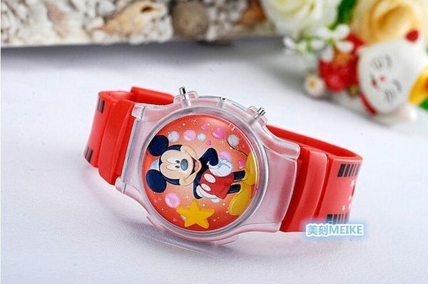 2019 Fashion Boys Girls Silicone Digital Watch For Kids Mickey Minnie Cartoon Children Christmas Gift Student Clock Watch