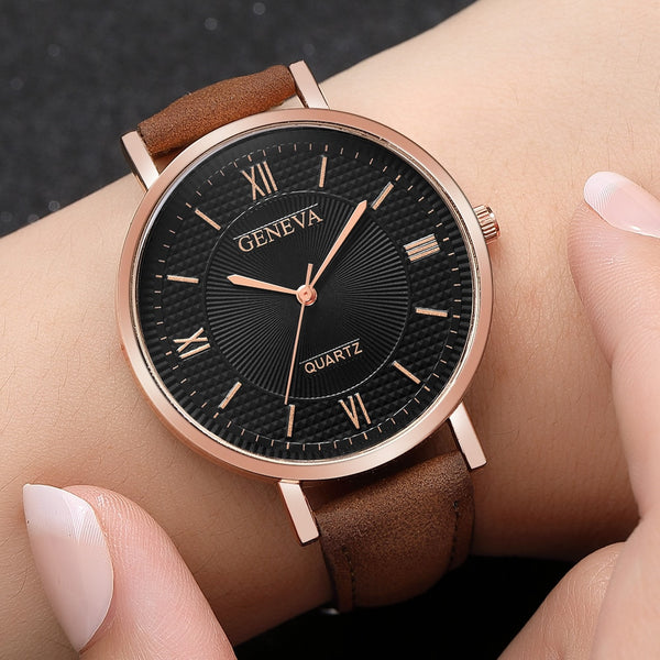 New Fashion Montre Femme Kadin Saat Watch Women Geneva Hours Clock Leather Quartz Ladies Watch Relogio Feminino Dropshipping &A