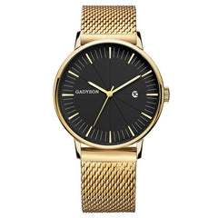 Fashion Business Watch Men Luxury Brand Gold Black Mesh Steel Quartz Watch for Man Minimalist Wrist Watches Relogio Masculino