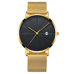 Luxury Fashion Business Watches Men Super Slim Watches Stainless Steel Mesh Belt Quartz Watches Gold Watches Men Gift 2019