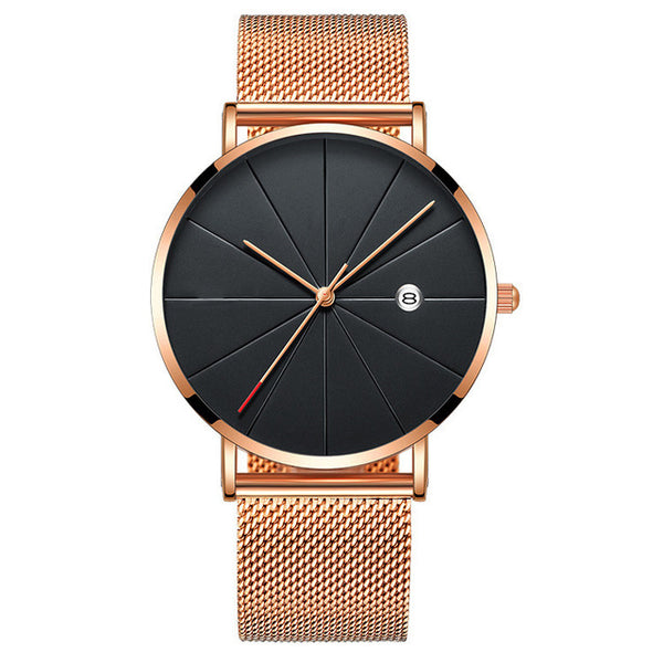 Luxury Fashion Business Watches Men Super Slim Watches Stainless Steel Mesh Belt Quartz Watches Gold Watches Men Gift 2019